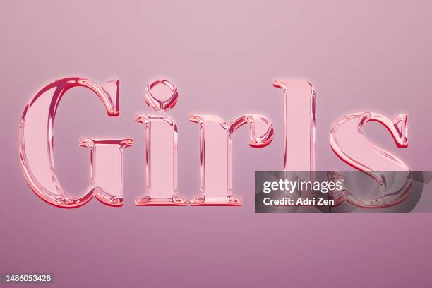 the word girls on a pale pink background - girl band stock pictures, royalty-free photos & images