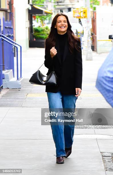 Katie Holmes is seen walking in Soho on April 28, 2023 in New York City.