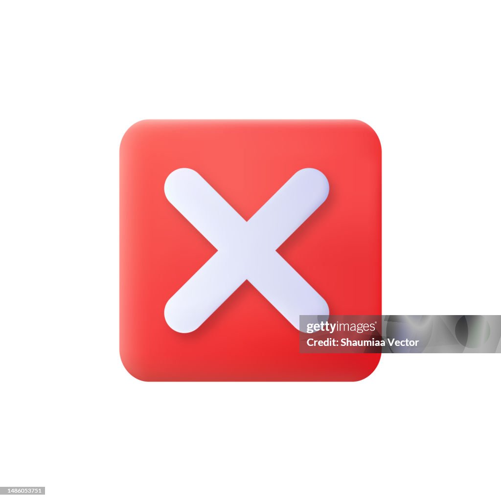 3d red cross icon isolated on white background