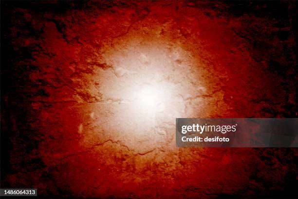 a light cream  coloured smudged circle in the middle of a bright vibrant fierce dark red or maroon gradient colored wispy abstract horizontal fiery vector cracked textured effect 3d backgrounds - flare stack stock illustrations
