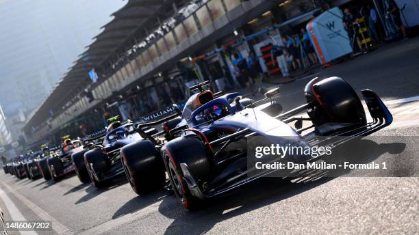 Alexander Albon of Thailand driving the Williams FW45 Mercedes waits in the Pitlane during qualifying ahead of the F1 Grand Prix of Azerbaijan at...