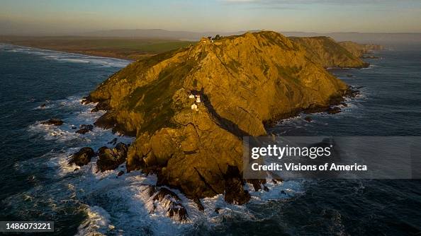 Isopleth Point Reyes Aerial view of Point Reyes Lighthouse at sunset as it overlooks... News ...