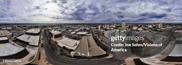 Panoramic aerial view of Fresno California skyline .