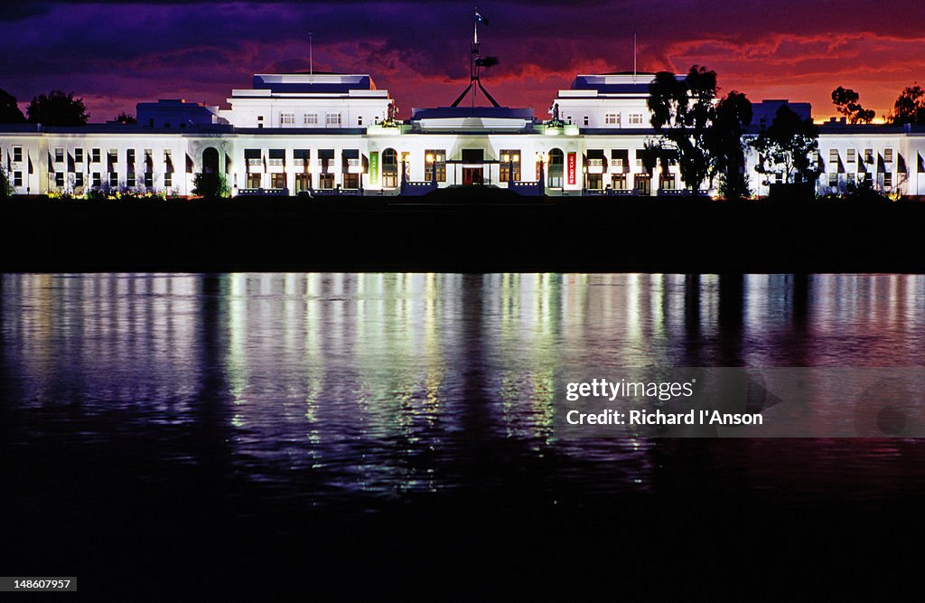 Old Parliament House at dusk.
