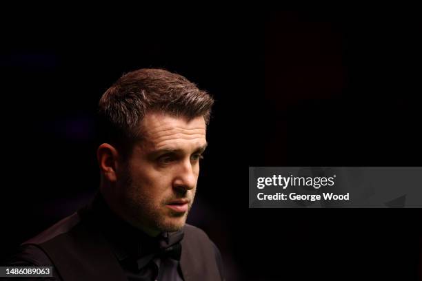 Mark Selby of England looks on during their Semi Final match against Mark Allen of Northern Ireland on Day Fourteen of the Cazoo World Snooker...