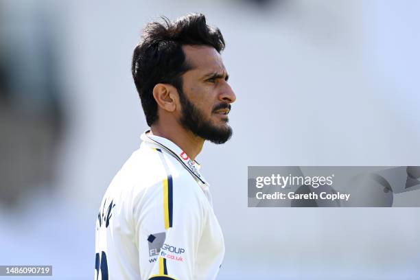 Hasan Ali of Warwickshire during the LV= Insurance County Championship Division 1 match between Warwickshire and Surrey at Edgbaston on April 28,...