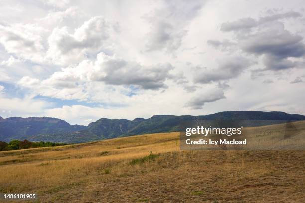 arid landscape of mountains, hills and valleys due to global warming - drought city stock pictures, royalty-free photos & images