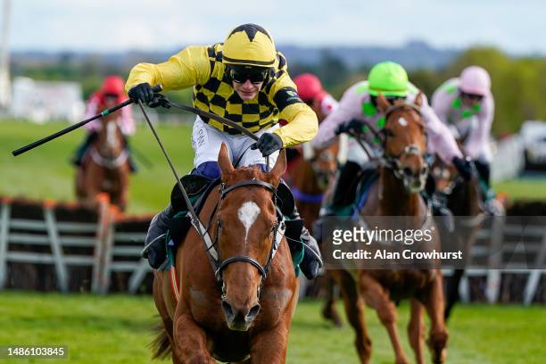 Paul Townend riding State Man clear the last to win The Paddy Power Champion Hurdle at Punchestown Racecourse on April 28, 2023 in Naas, Ireland.