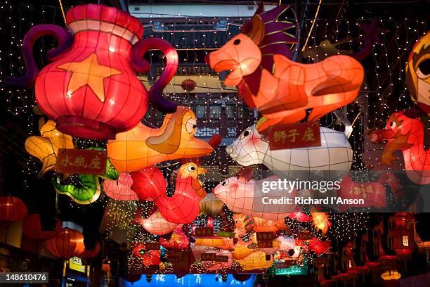 lantern festival at yuyuan bazaar. - animal representation stock pictures, royalty-free photos & images