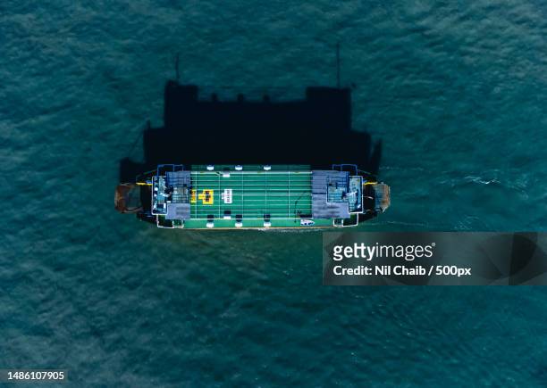 aerial view of ship in sea,george town,penang,malaysia - arial view business meeting stock pictures, royalty-free photos & images