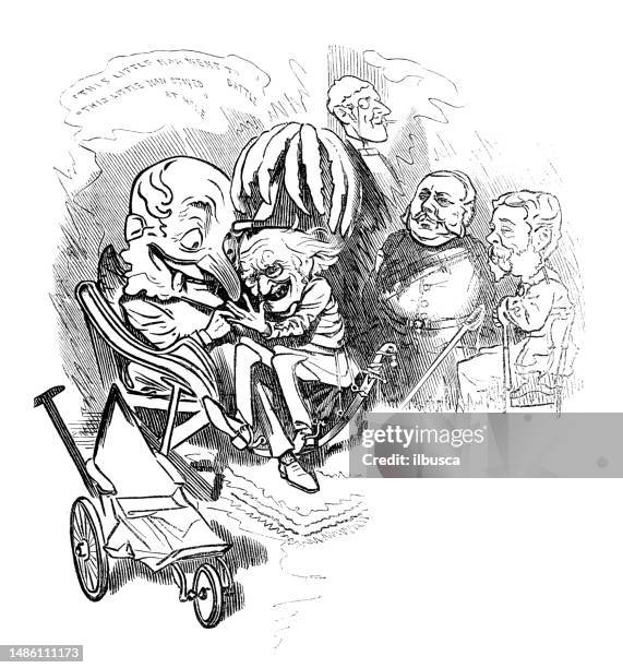 british satire caricature comic cartoon illustration - evil eyes stock illustrations