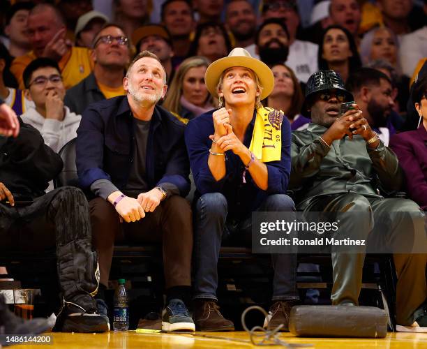 Timothy Olyphant in the second half of Game Four of the Western Conference First Round Playoffs at Crypto.com Arena on April 24, 2023 in Los Angeles,...