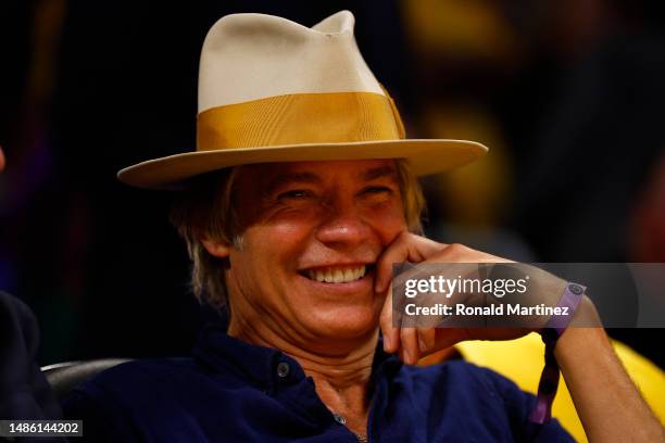 Timothy Olyphant in the second half of Game Four of the Western Conference First Round Playoffs at Crypto.com Arena on April 24, 2023 in Los Angeles,...