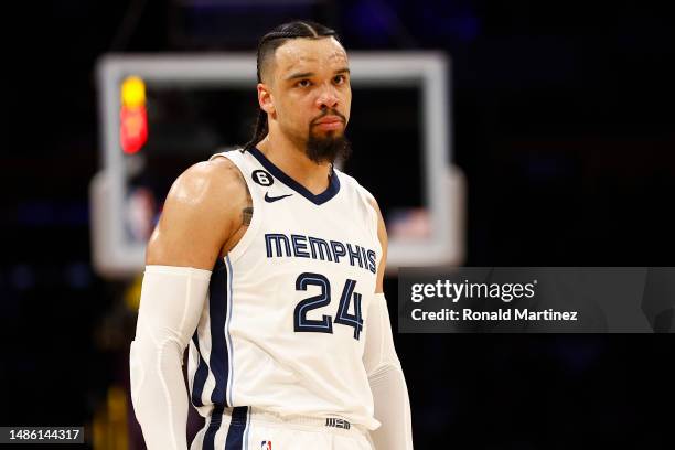 Dillon Brooks of the Memphis Grizzlies in the first half of Game Four of the Western Conference First Round Playoffs at Crypto.com Arena on April 24,...