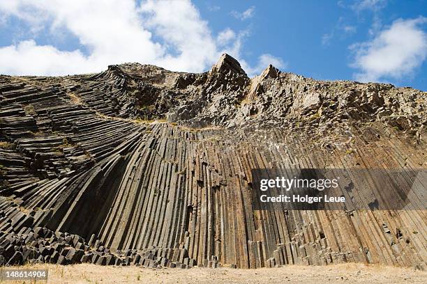 basalt rocks at pico de ana ferreira mountain. - basalt stock pictures, royalty-free photos & images