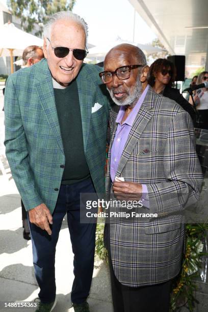 Jerry Moss and Clarence Avant attend the official unveiling of The Jacqueline Avant Children and Family Center on April 28, 2023 in Los Angeles,...