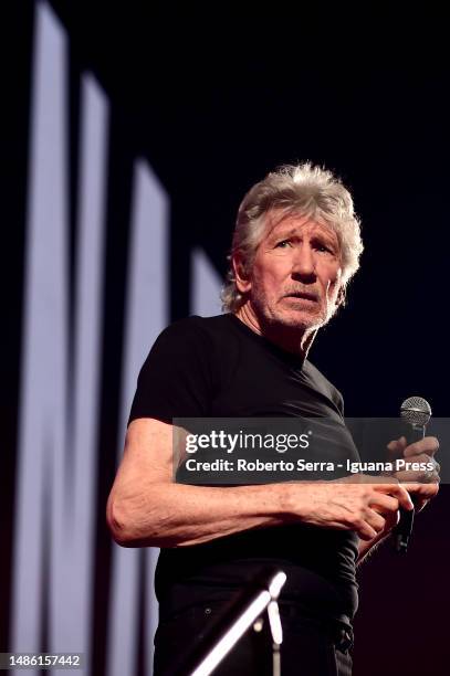 English musician and composer Roger Waters performs at Unipol Arena on April 28, 2023 in Bologna, Italy.