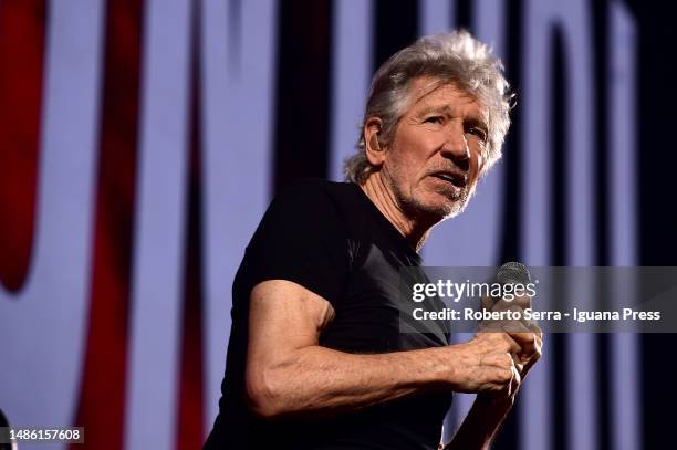 English musician and composer Roger Waters performs at Unipol Arena on April 28, 2023 in Bologna, Italy.