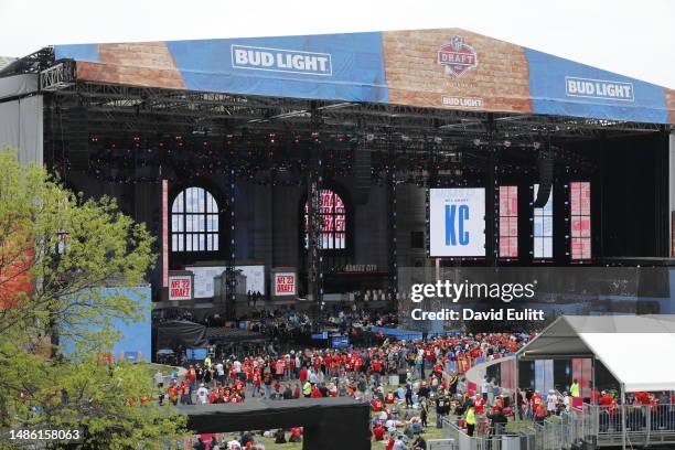 The NFL Draft Theater stage prior to Rounds 2 and 3 of the 2023 NFL Draft at Union Station on April 28, 2023 in Kansas City, Missouri.