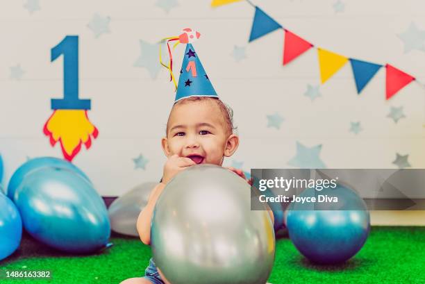birthday. first year. party. - baby girl first birthday stock pictures, royalty-free photos & images