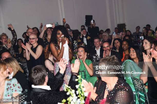 Sinitta wins the Celebrity Ally Award at the DIVA Awards 2023 at 8 Northumberland Avenue on April 28, 2023 in London, England.