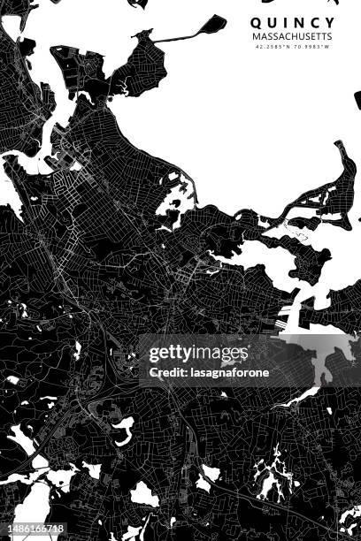 bildbanksillustrationer, clip art samt tecknat material och ikoner med quincy, massachusetts, usa vector map - massachusettsbukten