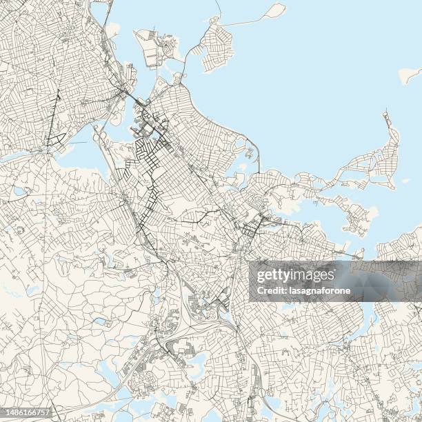 bildbanksillustrationer, clip art samt tecknat material och ikoner med quincy, massachusetts, usa vector map - massachusettsbukten