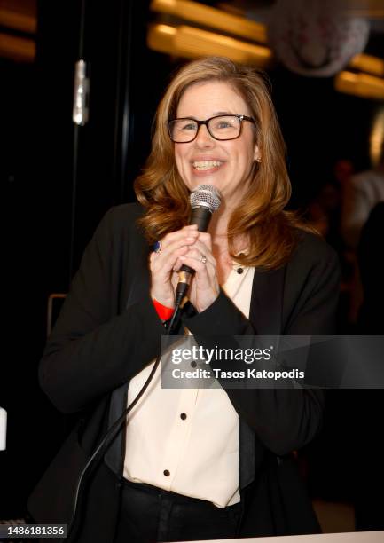 Sara Austin, Executive Editor, ELLE Magazine speaks during the Women of Impact Celebration hosted by ELLE at Ciel Social Club on April 28, 2023 in...
