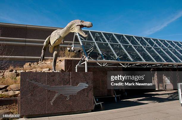 royal tyrrell dinosaur museum. - animal representation stock pictures, royalty-free photos & images