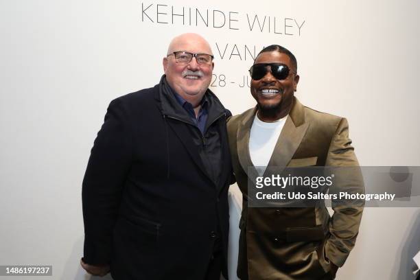 Sean Kelly and Kehinde Wiley during Kehinde Wiley’s Havana Opening Reception at the Sean Kelly New York Gallery on April 27, 2023 in New York City.