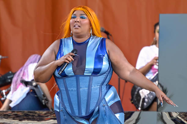 Lizzo performs during the New Orleans Jazz & Heritage Festival at Fair Grounds Race Course on April 28, 2023 in New Orleans, Louisiana.