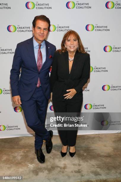 Vincent De Paul and Robin Bronk attend The Creative Coalition Hosts #RightToBearArts Gala at The Madison Hotel on April 28, 2023 in Washington, DC.