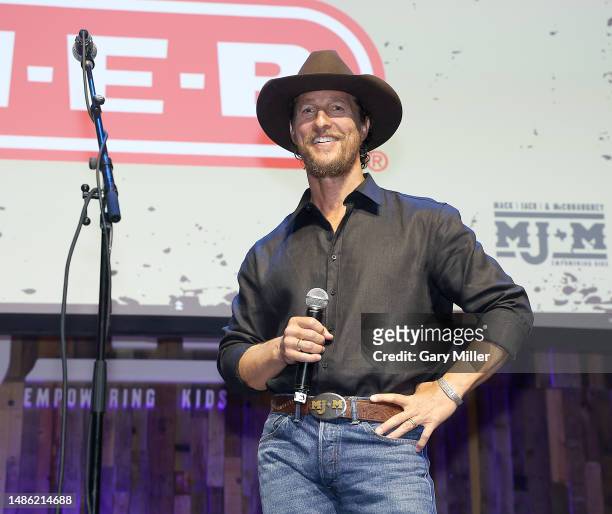 Matthew McConaughey speaks during the 2023 Mack, Jack & McConaughey - Jack Ingram & Friends concert at ACL Live on April 28, 2023 in Austin, Texas.