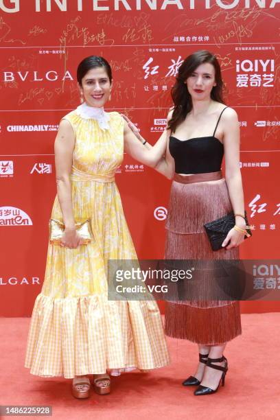 Director Lila Aviles and actress Montserrat Maranon arrive at closing ceremony red carpet for the 2023 Beijing International Film Festival at Yanqi...