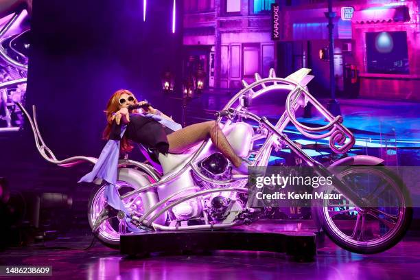 Shania Twain performs onstage during the Shania Twain 'Queen of Me' Global Tour Opener at Spokane Arena on April 28, 2023 in Spokane, Washington.