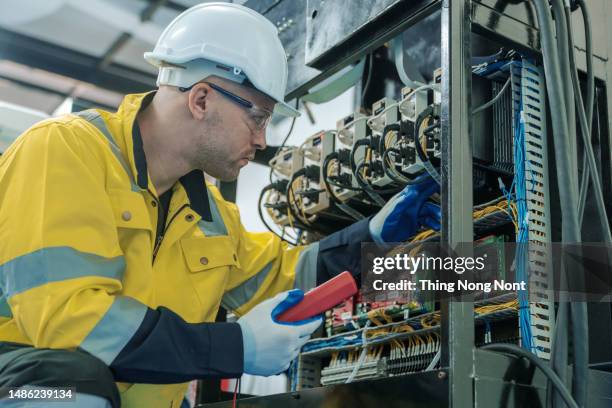Electrical Testing Engineer Electrician Engineer Work Tester Measuring Voltage And Current Of Power ...