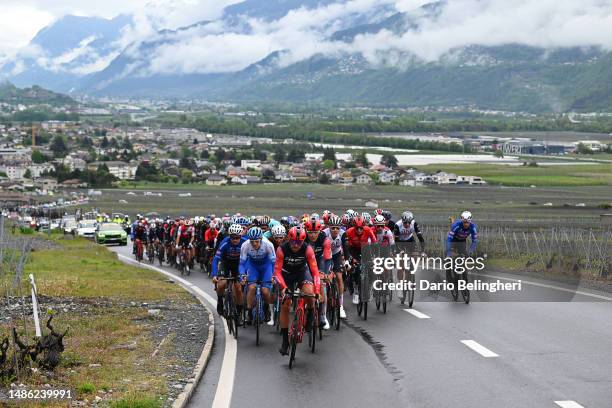 Christopher Juul-Jensen of Denmark and Team Jayco-AlUla, Julien Bernard of France - Blue Mountain Jersey, Marc Brustenga of Spain and Jacopo Mosca of...