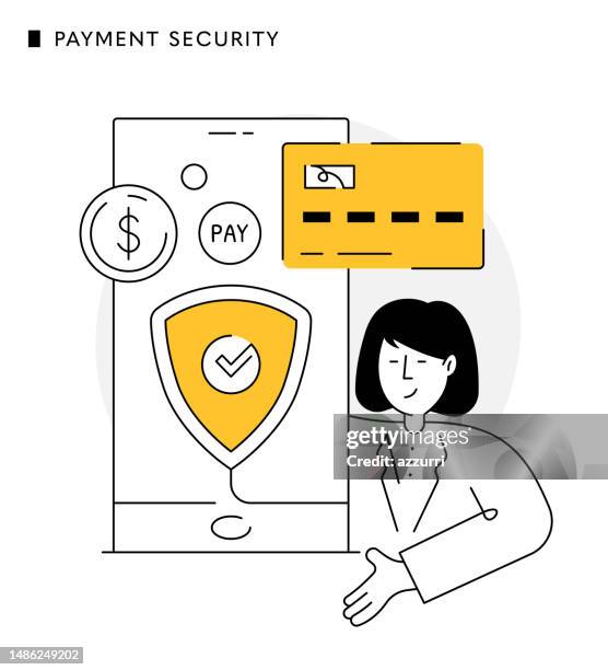 payment security for online transactions - customer data protection stock illustrations