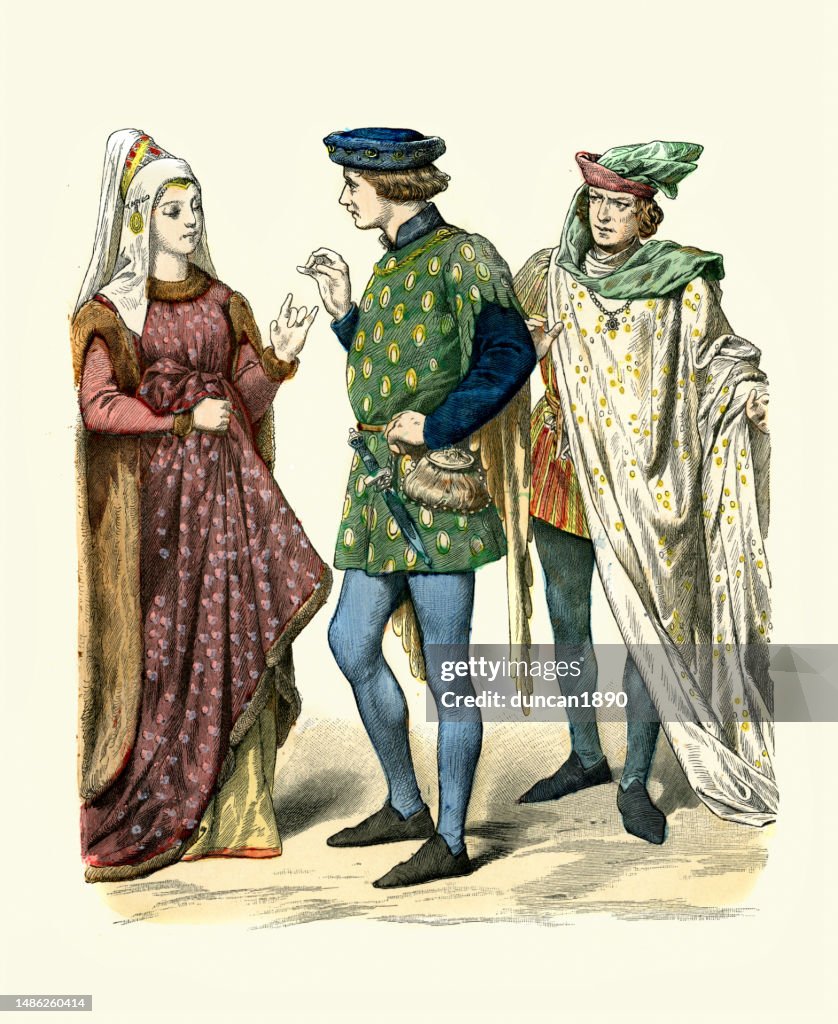 Medieval Fashion Of Ealy 15th Century England Man Putting Ring On medieval-fashion-of-ealy-15th-century-england-man-putting-ring-on
