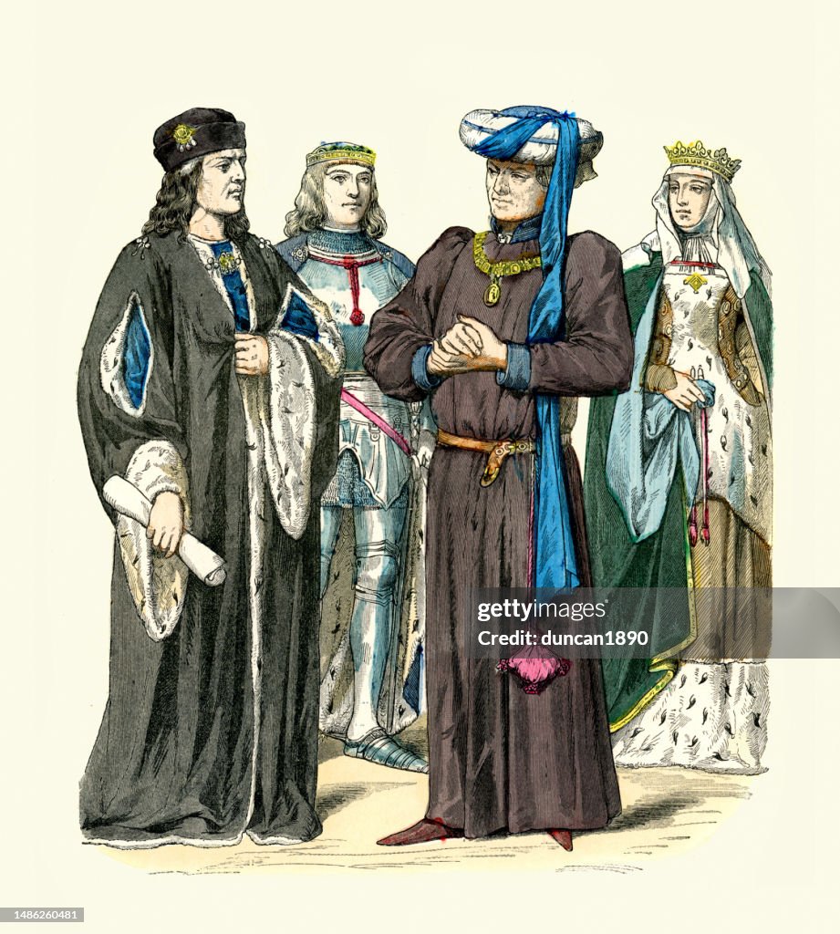 Moda medieval de finales del siglo 15 Inglaterra, Rey Enrique VII, Duque de Suffolk, Enrique VI, Duquesa de Suffolk, Historia inglesa, 1470