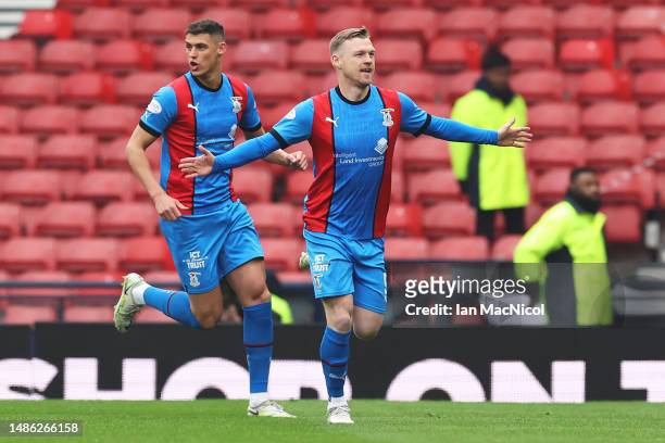 Billy McKay of Inverness Caledonian Thistle celebrates after scoring their sides first goal from the penalty spot during the Scottish Cup Semi Final...