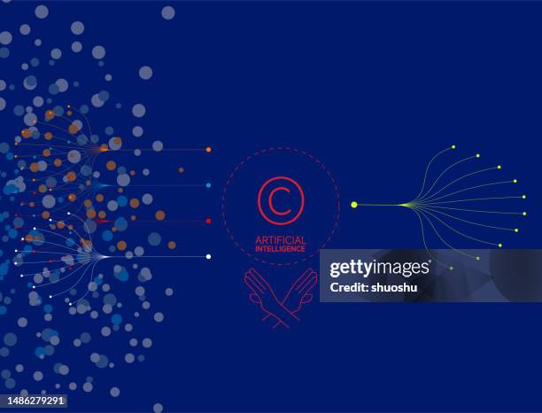 artificial intelligence data source copyright question concept.where does the copyright of artificial intelligence come from?the negative implications of artificial intelligence. - copyright stock illustrations