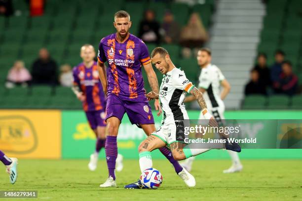 Alessandro Diamanti of Western United crosses the ball during the round 26 A-League Men's match between Perth Glory and Western United at HBF Park,...