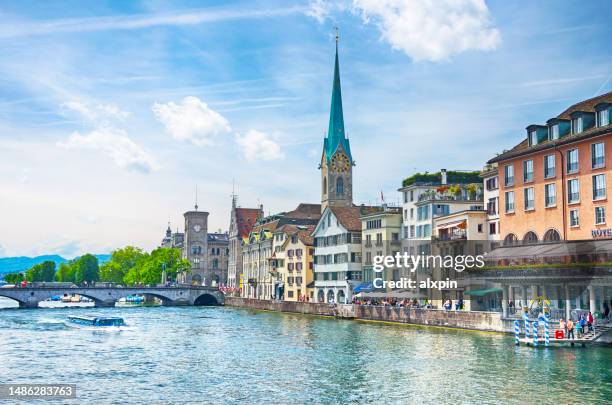 zurich cityscape - limmat river stock pictures, royalty-free photos & images