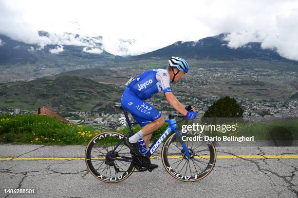Christopher Juul-Jensen of Denmark and Team Jayco-AlUla competes in the breakaway during the 6th Tour De Romandie 2023, Stage 4 a 161.6km stage from...