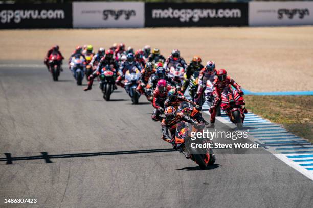Sprint start - MotoGP riders at turn two during the Sprint of the MotoGP Gran Premio MotoGP™ Guru by Gryfyn de España at Circuito de Jerez - Ángel...