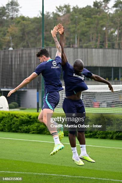 Alessandro Bastoni of FC Internazionale in action during the FC Internazionale training session at the club's training ground Suning Training Center...