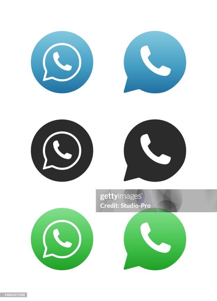 Gradient vector mobile application message icon set with notification