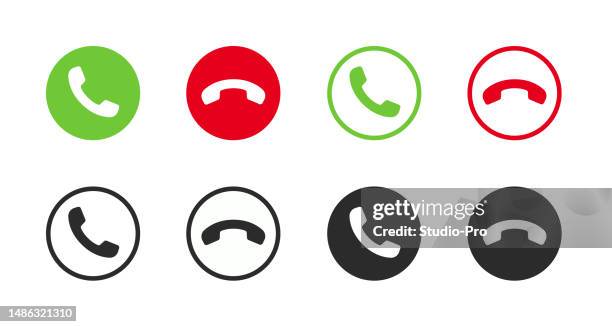 smartphone call icon vector set - phone button stock illustrations