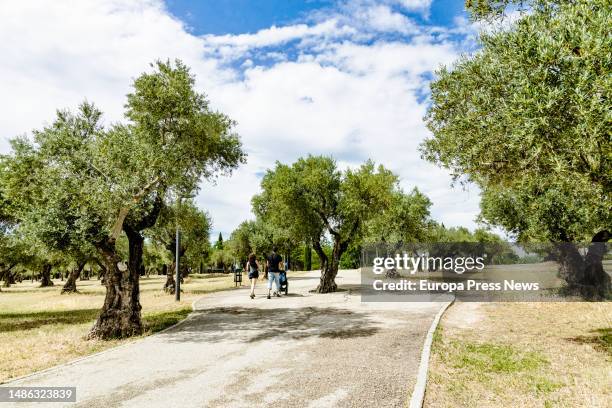 Several people walk in the Juan Carlos I Park, on 29 April, 2023 in Madrid, Spain. The State Meteorological Agency has announced for today, April 29,...